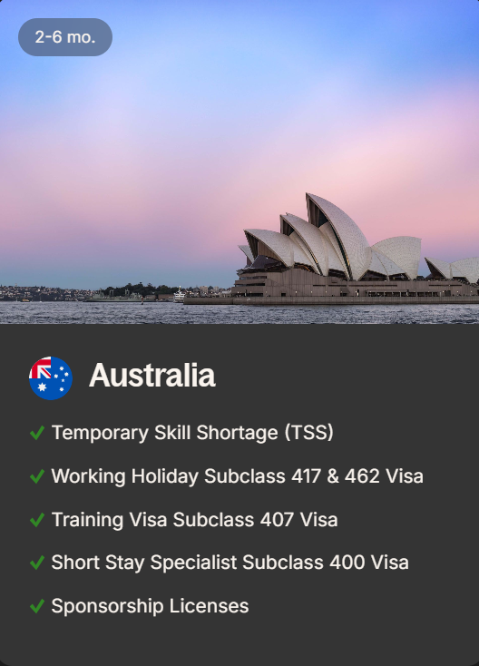 Australia Visa and Work Permit Type - GSPLimited.uk
